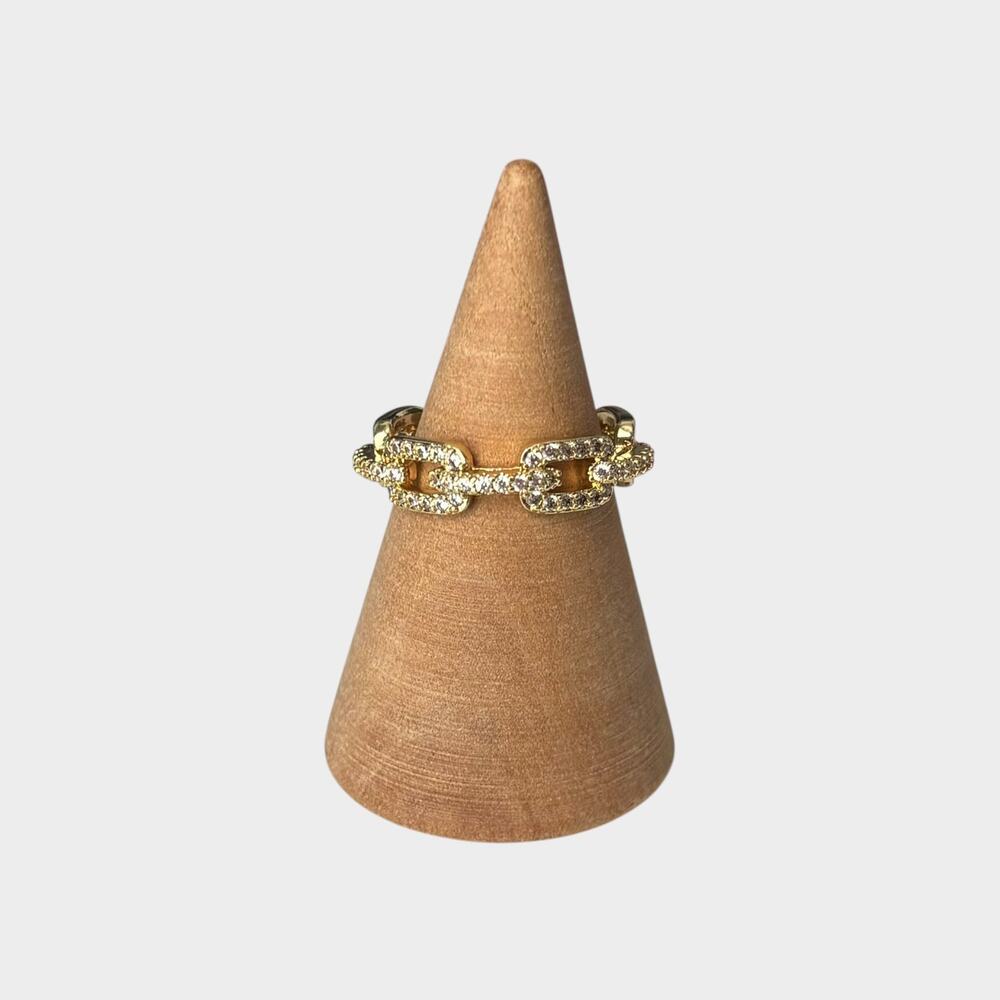 Gold Zircon Chain-Link Adjustable Ring